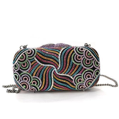 LO2365 - Imitation Rhodium White Metal Clutch with Top Grade Crystal  in Multi Color-0