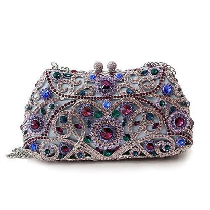 LO2379 - Imitation Rhodium White Metal Clutch with Top Grade Crystal  in Multi Color-0