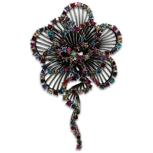 LO2395 - Imitation Rhodium White Metal Brooches with Top Grade Crystal  in Multi Color-0