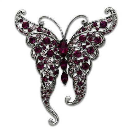 LO2396 - Imitation Rhodium White Metal Brooches with Top Grade Crystal  in Multi Color-0