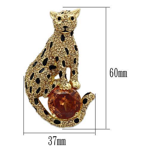 LO2399 - Gold White Metal Brooches with AAA Grade CZ  in Champagne-1