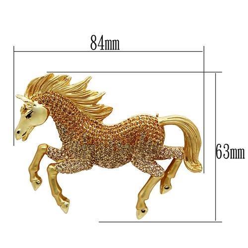 LO2404 - Matte Gold & Gold White Metal Brooches with Top Grade Crystal  in Multi Color-1