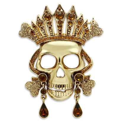 LO2407 - Gold White Metal Brooches with Top Grade Crystal  in Multi Color-0