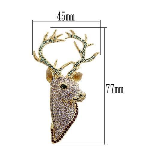 LO2410 - Gold White Metal Brooches with Top Grade Crystal  in Multi Color-1