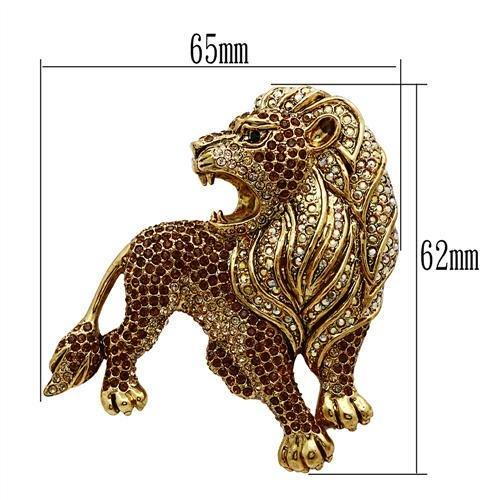 LO2420 - Gold White Metal Brooches with Top Grade Crystal  in Multi Color-1