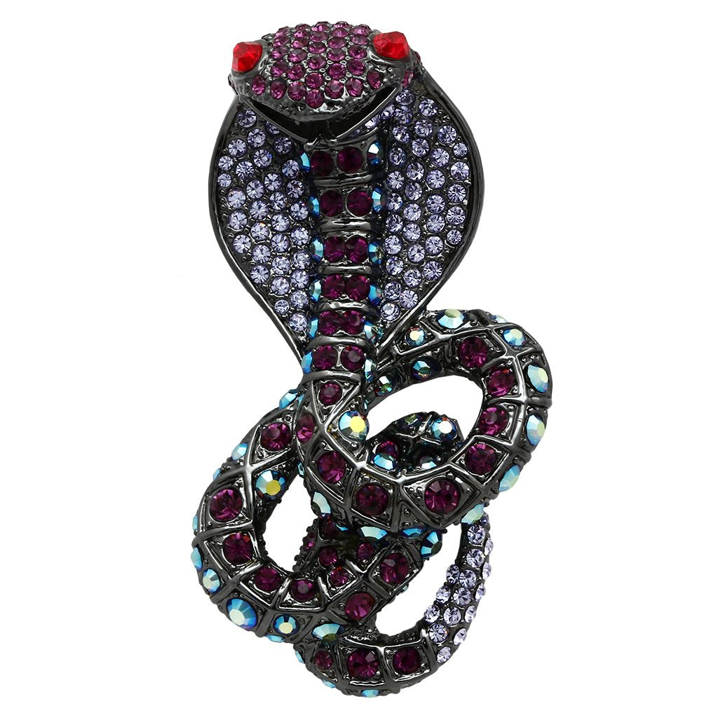 LO2422 - Ruthenium White Metal Brooches with Top Grade Crystal  in Multi Color-0