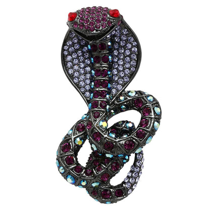 LO2422 - Ruthenium White Metal Brooches with Top Grade Crystal  in Multi Color-0