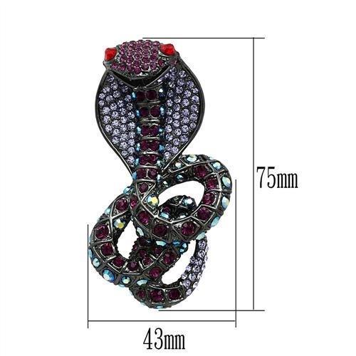 LO2422 - Ruthenium White Metal Brooches with Top Grade Crystal  in Multi Color-1