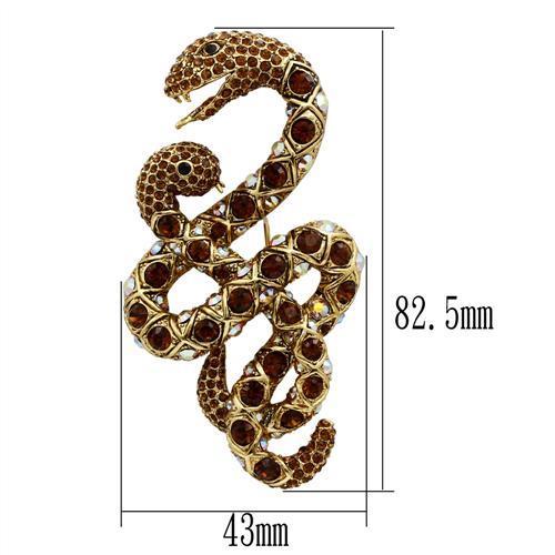 LO2423 - Gold White Metal Brooches with Top Grade Crystal  in Multi Color-1