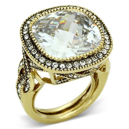 LO2436 - Gold Brass Ring with AAA Grade CZ  in Clear-0