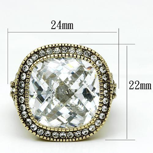 LO2436 - Gold Brass Ring with AAA Grade CZ  in Clear-1