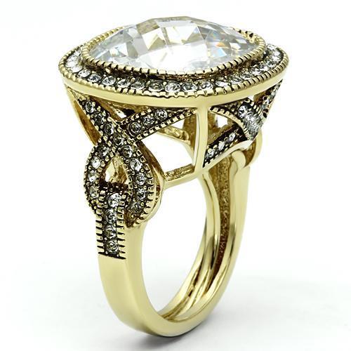 LO2436 - Gold Brass Ring with AAA Grade CZ  in Clear-2