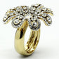 LO2465 - Gold Brass Ring with Top Grade Crystal  in Clear-2