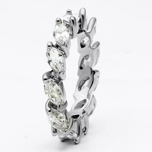 LO2469 - Rhodium Brass Ring with AAA Grade CZ  in Clear-2