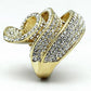 LO2472 - Gold Brass Ring with Top Grade Crystal  in Light Smoked-2