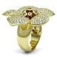 LO2484 - Gold Brass Ring with AAA Grade CZ  in Champagne-1