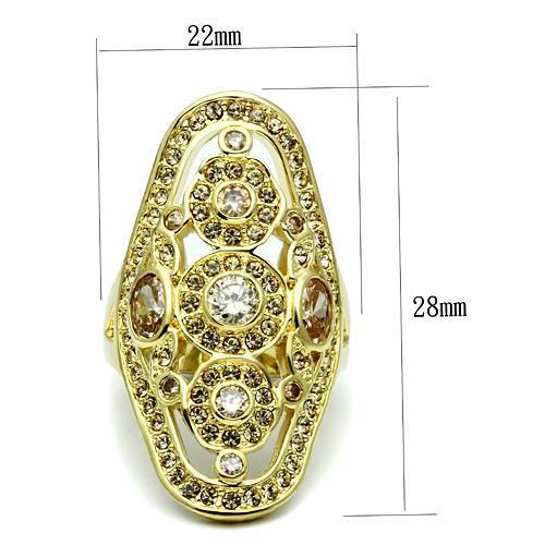 LO2496 - Gold Brass Ring with AAA Grade CZ  in Champagne-1