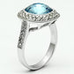 LO2506 - Rhodium Brass Ring with Top Grade Crystal  in Sea Blue-2