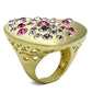 LO2534 - Gold & Brush Brass Ring with Top Grade Crystal  in Multi Color-2