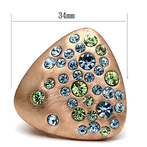 LO2535 - Rose Gold Brass Ring with Top Grade Crystal  in Multi Color-1