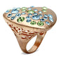 LO2535 - Rose Gold Brass Ring with Top Grade Crystal  in Multi Color-2