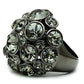 LO2545 - Ruthenium Brass Ring with Top Grade Crystal  in Black Diamond-2