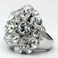 LO2546 - Rhodium Brass Ring with Top Grade Crystal  in Clear-2