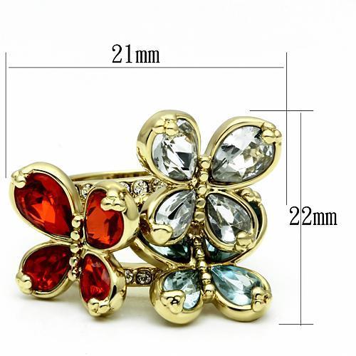 LO2547 - Gold Brass Ring with Assorted  in Multi Color-1