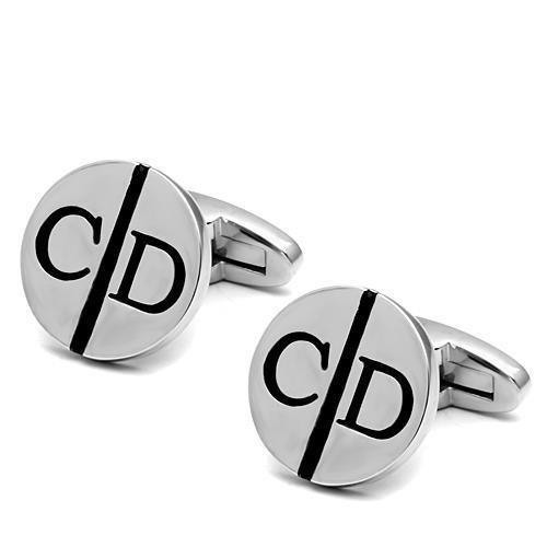 LO2556 - Rhodium Brass Cufflink with No Stone-0