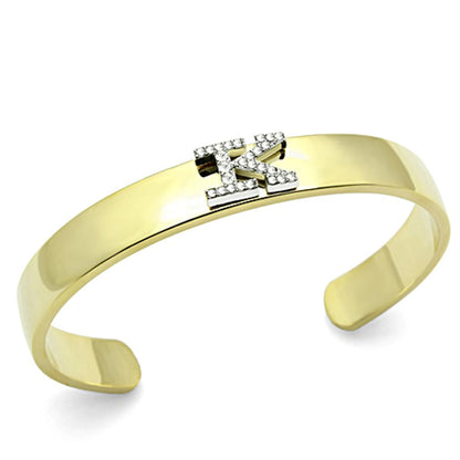 LO2580 - Gold+Rhodium White Metal Bangle with Top Grade Crystal  in Clear-0