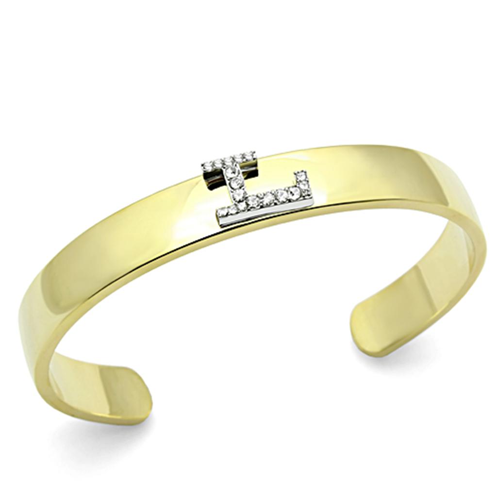 LO2581 - Gold+Rhodium White Metal Bangle with Top Grade Crystal  in Clear-0