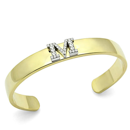 LO2582 - Gold+Rhodium White Metal Bangle with Top Grade Crystal  in Clear-0