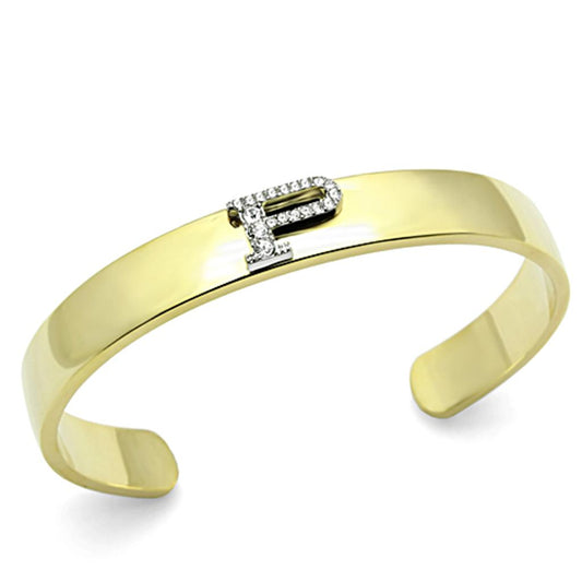 LO2585 - Gold+Rhodium White Metal Bangle with Top Grade Crystal  in Clear-0
