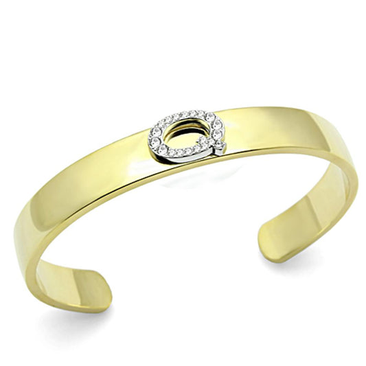LO2586 - Gold+Rhodium White Metal Bangle with Top Grade Crystal  in Clear-0