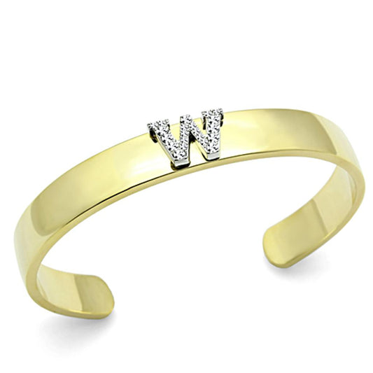LO2592 - Gold+Rhodium White Metal Bangle with Top Grade Crystal  in Clear-0