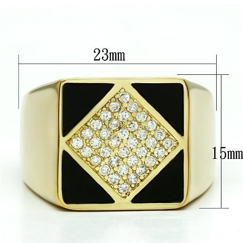LO2608 - Gold Brass Ring with AAA Grade CZ  in Clear-1