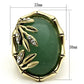 LO2609 - Gold Brass Ring with Semi-Precious Jade in Emerald-1