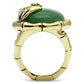 LO2609 - Gold Brass Ring with Semi-Precious Jade in Emerald-2