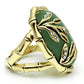LO2609 - Gold Brass Ring with Semi-Precious Jade in Emerald-3