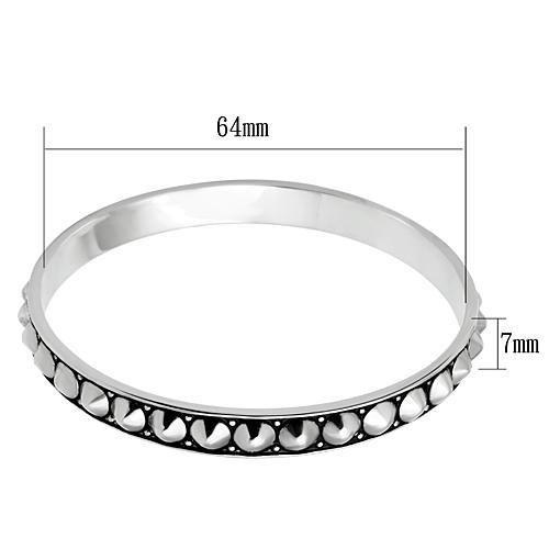 LO2620 - Rhodium Brass Bangle with No Stone-1
