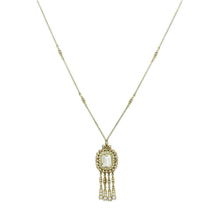 LO2626 - Gold Brass Necklace with Top Grade Crystal  in Clear-0