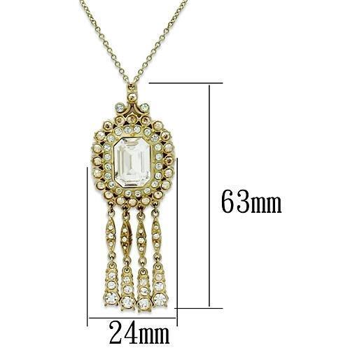LO2626 - Gold Brass Necklace with Top Grade Crystal  in Clear-1