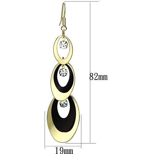 LO2652 - Gold+Ruthenium Iron Earrings with Top Grade Crystal  in Clear-1