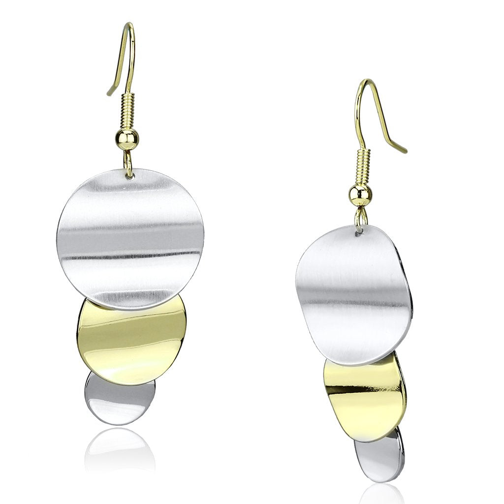 LO2653 - Gold+Rhodium Iron Earrings with No Stone-0