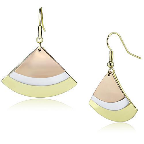 LO2661 - Rhodium + Gold + Rose Gold Iron Earrings with No Stone-0