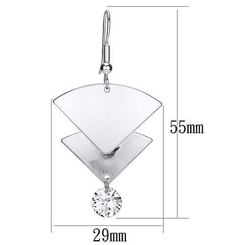 LO2662 - Matte Rhodium & Rhodium Iron Earrings with AAA Grade CZ  in Clear-1