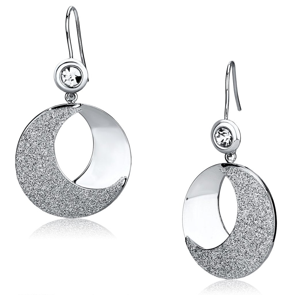 LO2669 - Rhodium Iron Earrings with Top Grade Crystal  in Clear-0