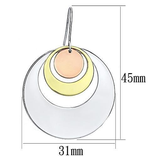 LO2671 - Rhodium + Gold + Rose Gold Iron Earrings with No Stone-1