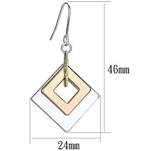 LO2676 - Rhodium + Gold + Rose Gold Iron Earrings with No Stone-1