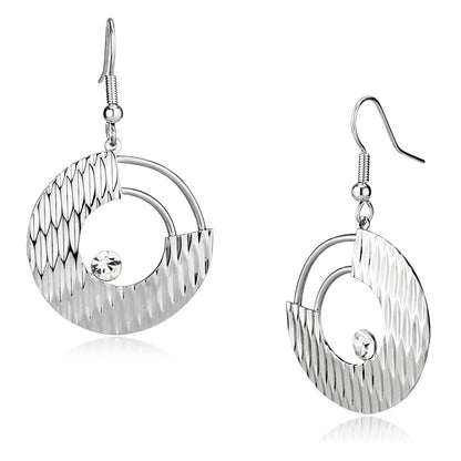 LO2677 - Rhodium Iron Earrings with Top Grade Crystal  in Clear-0